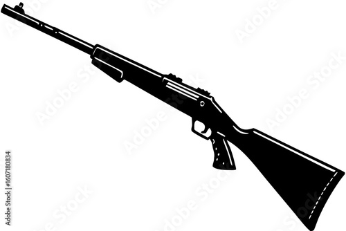 Sleek Silhouette of a Long Range Rifle with Precision Trigger Design