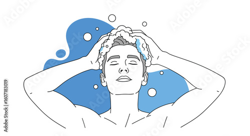 Enjoying a refreshing hair washing experience with abundant lather and bubbles relaxing and cleansing the scalp