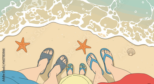 Relaxing beach vacation with family enjoying warm sunny days by the ocean