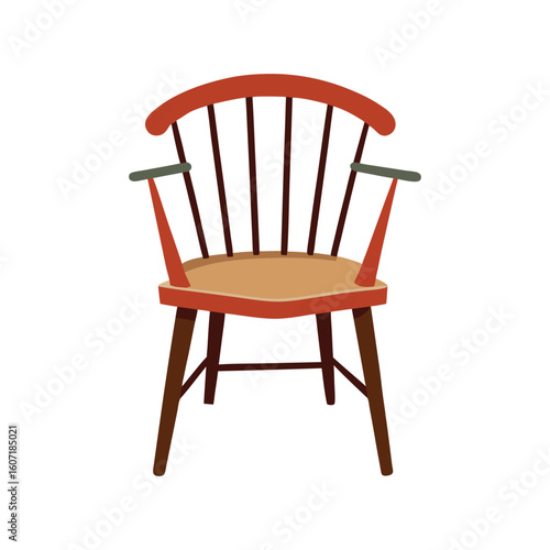 Vector Illustration of a Windsor Chair Furniture Design Isolated on White Background