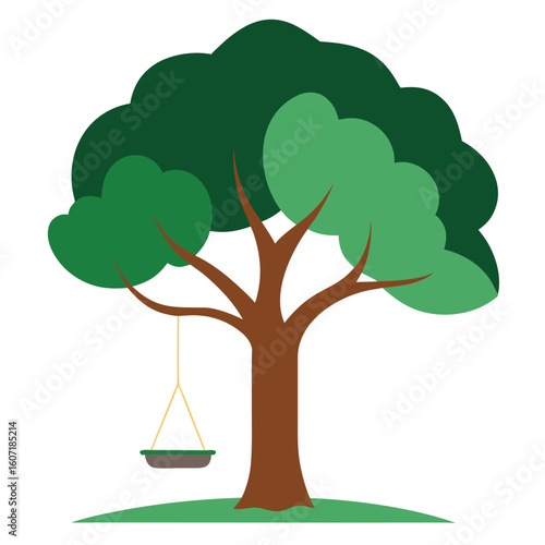 A tree with a swing hanging from its branch