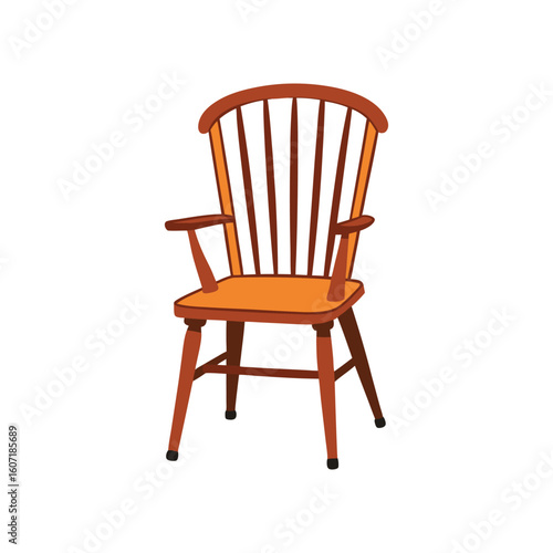 Vector Illustration of a Windsor Chair Furniture Design Isolated on White Background