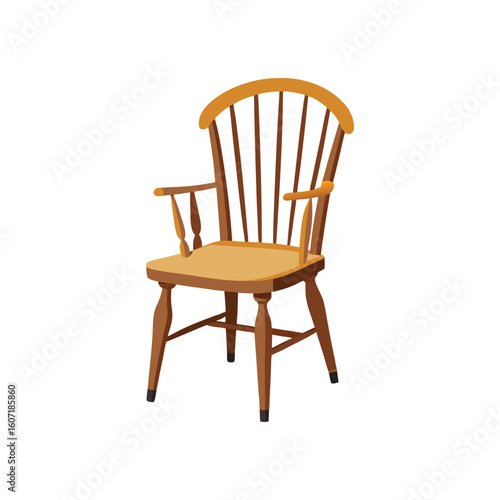 Vector Illustration of a Windsor Chair Furniture Design Isolated on White Background