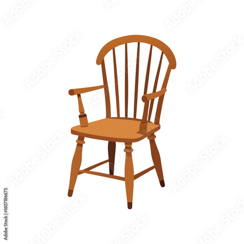 Vector Illustration of a Windsor Chair Furniture Design Isolated on White Background