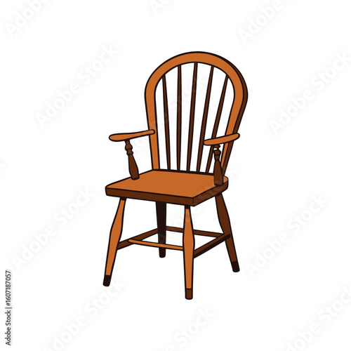Vector Illustration of a Windsor Chair Furniture Design Isolated on White Background