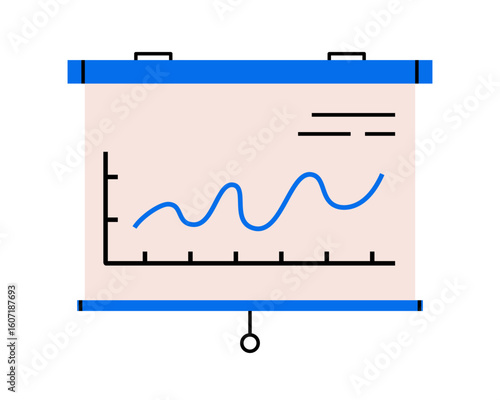 Hand drawn cute illustration of projector screen. Flat vector education whiteboard with chart doodle. Planning or time management icon. Business analysis. Meeting presentation board. Isolated.