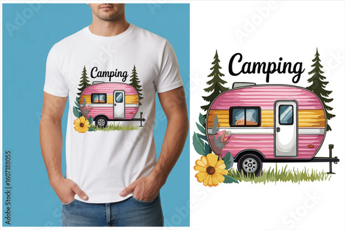Camping T-Shirt Design and Mockup Set – Adventure Outdoor Graphics