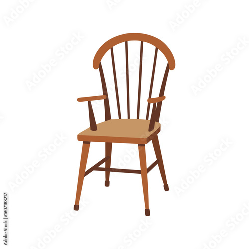 Vector Illustration of a Windsor Chair Furniture Design Isolated on White Background