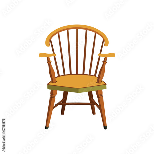 Vector Illustration of a Windsor Chair Furniture Design Isolated on White Background