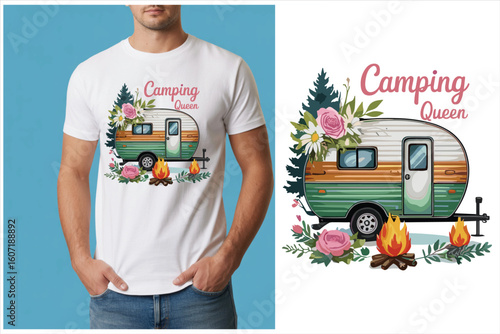 Camping T-Shirt Design and Mockup Set – Adventure Outdoor Graphics