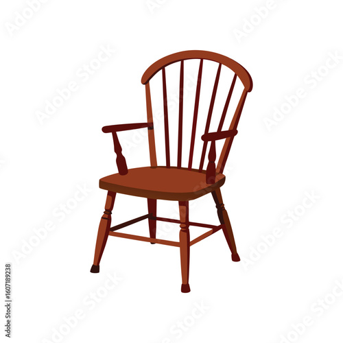 Vector Illustration of a Windsor Chair Furniture Design Isolated on White Background