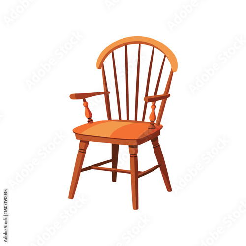 Vector Illustration of a Windsor Chair Furniture Design Isolated on White Background