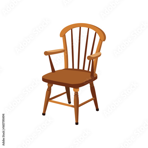 Vector Illustration of a Windsor Chair Furniture Design Isolated on White Background