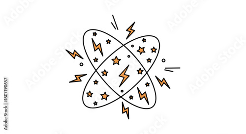The energetic collision of two stars creating a cosmic burst of light and power