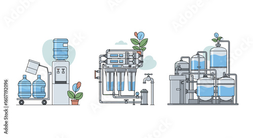 Pure water production and distribution systems for clean hydration solutions