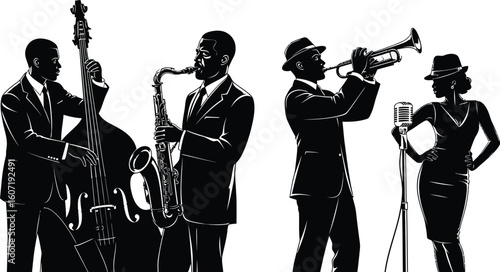 Experience vibrant jazz music with a professional band, perfect for event promotions and capturing the energy of live performances