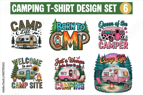 Camping T-Shirt Design and Mockup Set – Adventure Outdoor Graphics