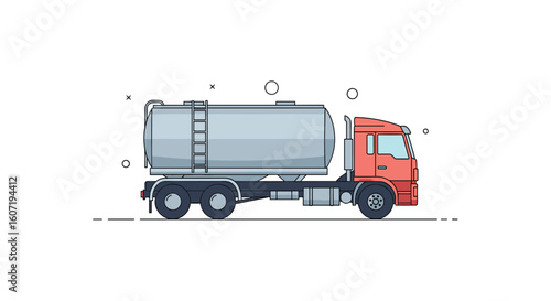 Modern transportation of bulk liquids via tanker truck illustration for logistics and delivery services