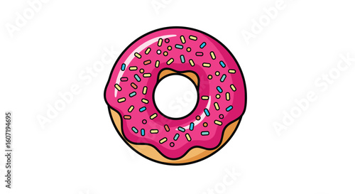 Delicious pink frosted donut with colorful sprinkles a sweet treat for everyone to enjoy