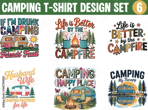 Camping T-Shirt Design and Mockup Set – Adventure Outdoor Graphics