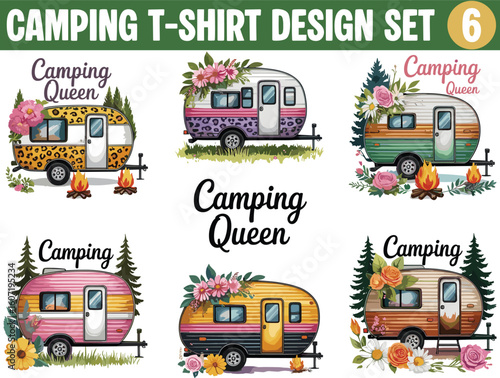 Camping T-Shirt Design and Mockup Set – Adventure Outdoor Graphics