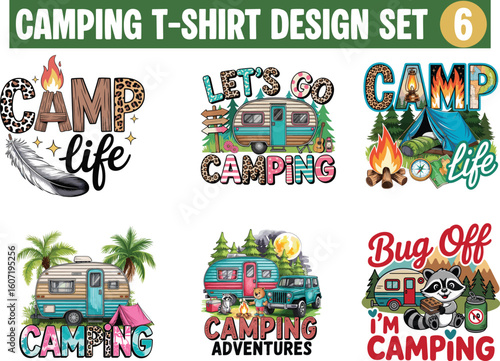 Camping T-Shirt Design and Mockup Set – Adventure Outdoor Graphics