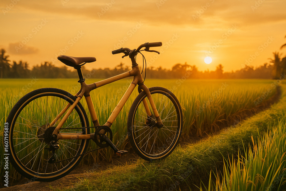 Fototapeta premium bicycle on sunset background