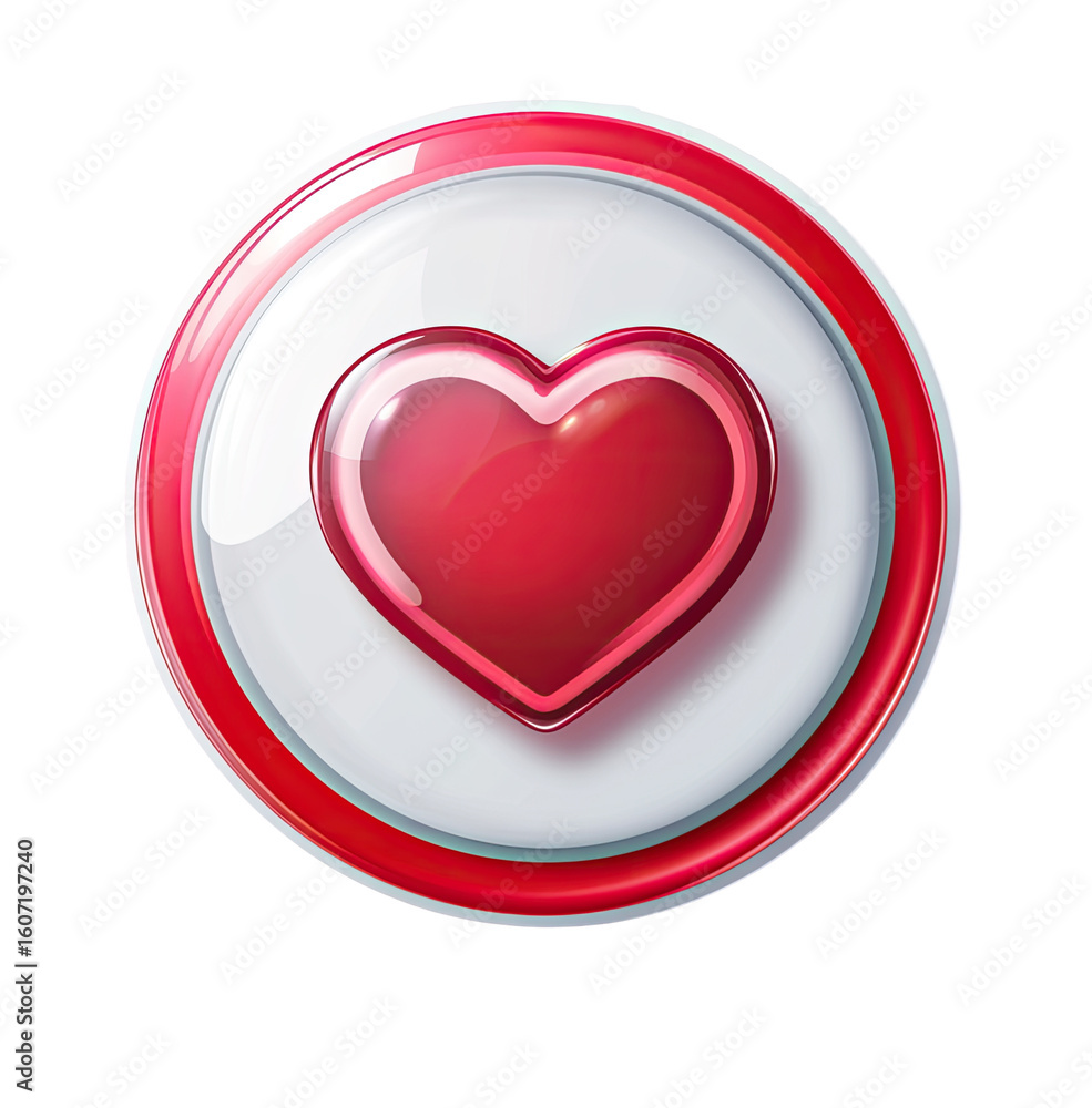 A glossy, stylized heart icon. Circular button A glossy, stylized heart icon. Circular button