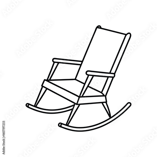 Vector Outline Illustration of Rocking Chair Clip Art Isolated on White Background