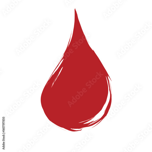 Red blood drop illustration on white background  