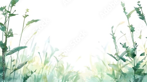 Wallpaper Mural Abstract watercolor field of foliage Torontodigital.ca