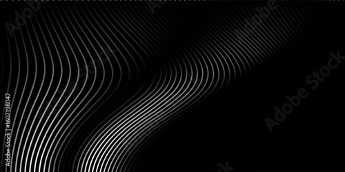 3D Vector wave lines pattern smooth curve flowing dynamic white light isolated on black background for concept of technology, digital, communication, science, music