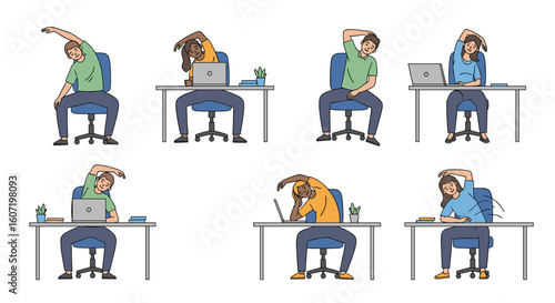 Desk stretches for office workers improving posture and reducing physical strain during work hours