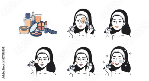 A step by step guide to achieving a flawless makeup look effortlessly applying beauty products to enhance features