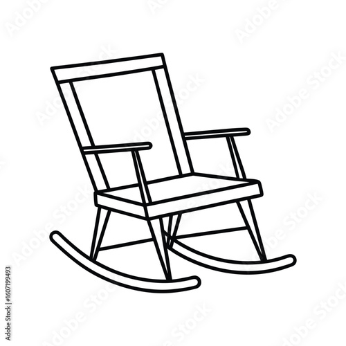 Vector Outline Illustration of Rocking Chair Clip Art Isolated on White Background
