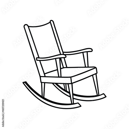 Vector Outline Illustration of Rocking Chair Clip Art Isolated on White Background