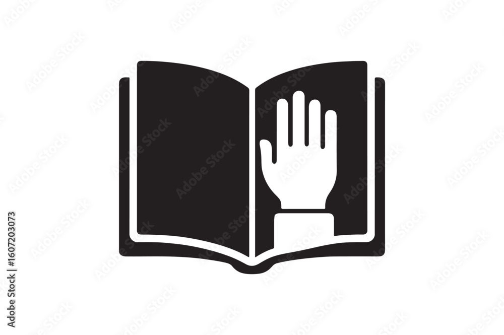 Fototapeta premium Honesty open book silhouette vector art illustration on white background
