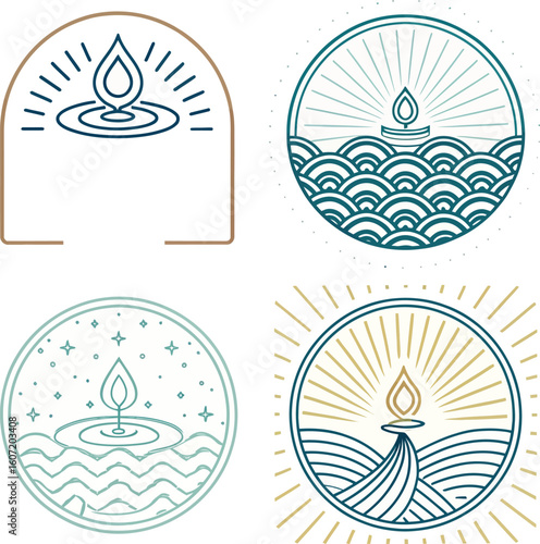 Minimalist Reiki Symbol Set, Isolated Vector