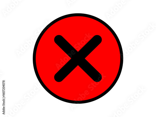 Red cross mark icon abandon forbidden, not allowed, prohibited concept. Incorrect sign, wrong symbol button for web site design, logo, app, UI design. Vector illustration.