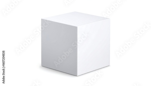 Blank white cube box on white background