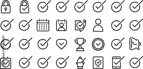 Checkmark icons collection tick approved