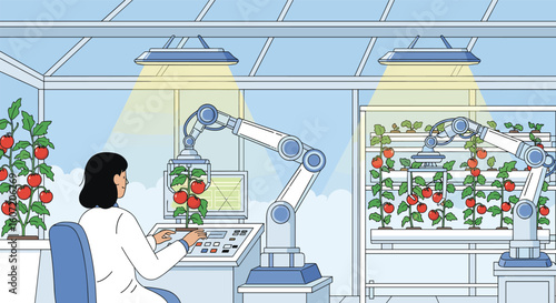 Automated greenhouse cultivation revolutionizing future food production through advanced robotics and artificial intelligence