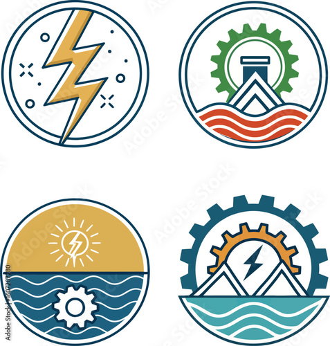 Modern Energy Company Logo Set Vector