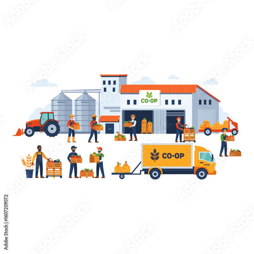 Agricultural Co-op Operations: Loading Harvest onto Truck