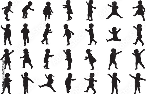 Wallpaper Mural Children playing active poses silhouettes Torontodigital.ca