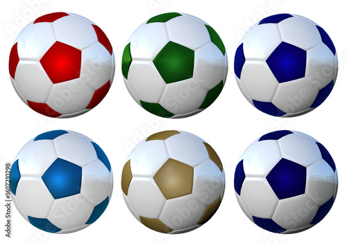 Balones de futbol de diferentes colores
