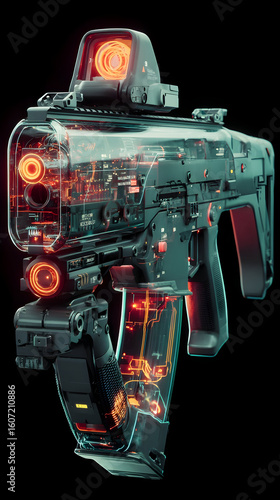 Futuristic weapon concept with glowing elements showcasing intricate design and advanced technology