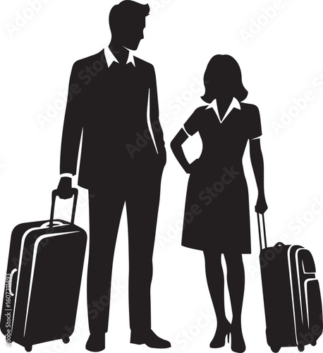 vector illustration of People with suitcases