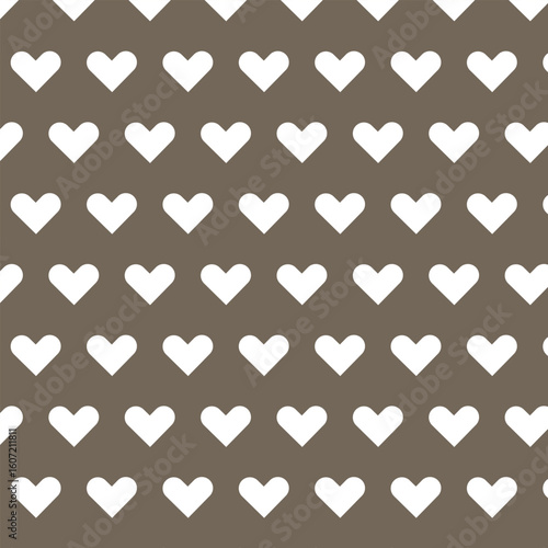 abstract white colour medium heart shape pattern with brown colour background.