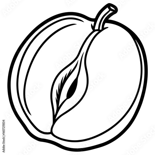 Minimalist illustration of an open ackee fruit